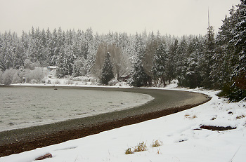 Winter at Smelt Bay ~ Landscape picture from Cortes Island Canada.