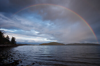 Epic Rainbow Over Twin Islands - III ~ Rainbow picture from Cortes Island Canada.