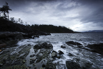 Storm at Red Granite Point I ~ Seascape  picture from Cortes Island Canada.