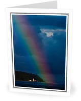 Rainbow over Cape Mudge Lighthouse - Seascape  photo from Cape Mudge Discovery Passage BC, Canada