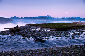 Basil Brook Entering Squirrel Cove ~ Landscape  picture from Cortes Island Canada.