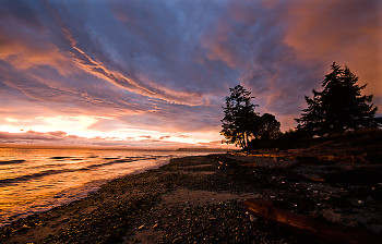 Smelt Bay Sunset No. 23 ~ Landscape  picture from Cortes Island Canada.