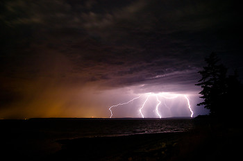 Four Bolts of Lightening ~ Lightening picture from Cortes Island Canada.