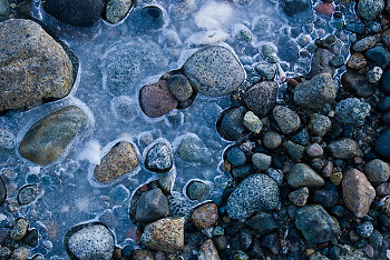Stones Frozen ~ Shoreline picture from Cortes Island Canada.